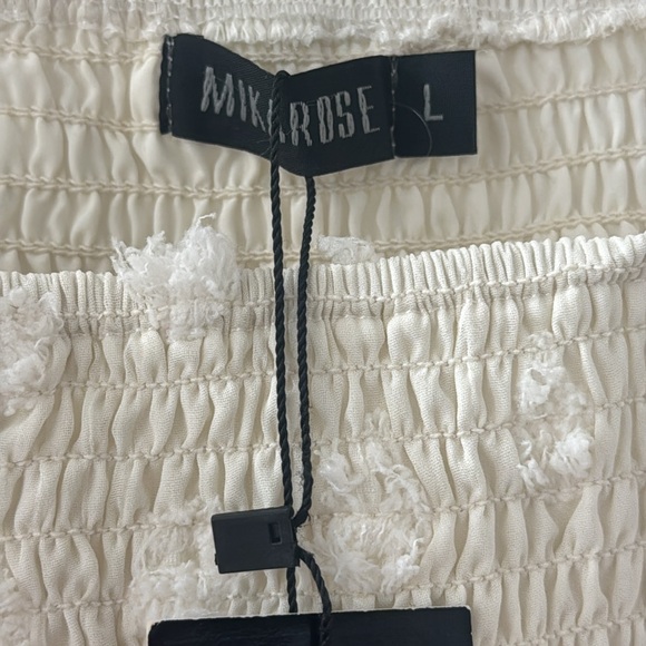 MIKAROSE Ivory Smocked Chiffon Dress Swiss Dot Boutique New With Tags Size Large - Picture 5 of 9